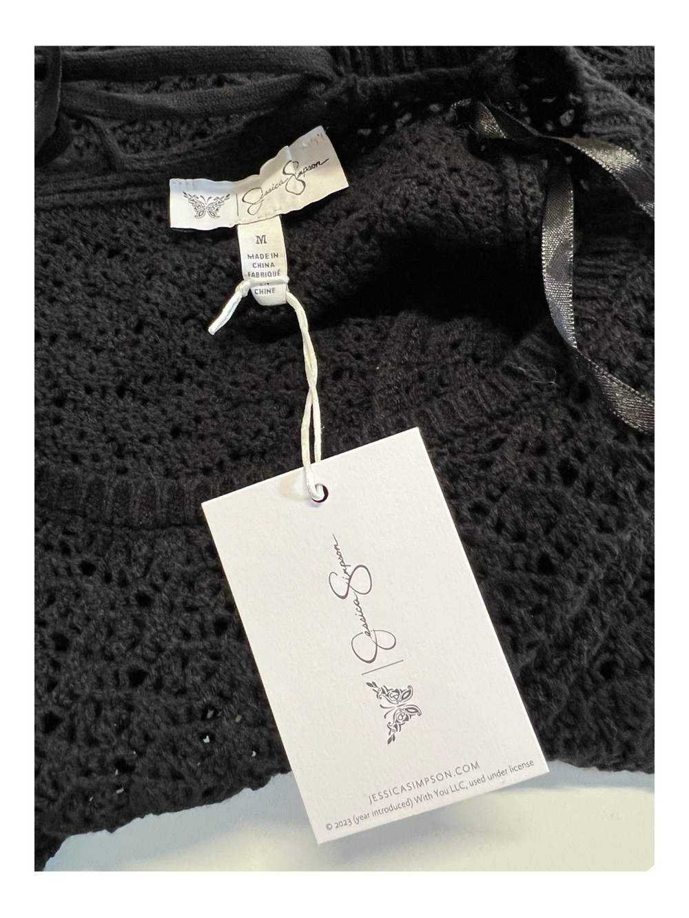 🆕 NWT Jessica Simpson Alicia Crochet Lace-Up Back Top | Size M - Picture 5 of 8